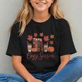 Cozy Season Autumn Leaves Books Pumpkins Fall Halloween Graphic Youth