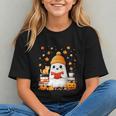Cute Beanie Ghost Bookworm Cozy Book Reading Halloween Graphic Youth