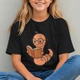 Cute Bookworm Worm Reading Book Glasses Nerdy Graphic Youth