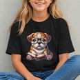 Cute Dog Puppy English Bulldog Reading Book Graphic Youth