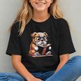English Bulldog Reading a Book Dog For Men Women Girls Kids Graphic Youth