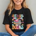 Just A Girl Who Loves Books Reading Cute Bookworm Girls Kids Graphic Youth