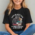 Life Is Better With Books Cats & Coffee Librarian Book Lover Graphic Youth