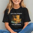 Life Is Better With Cats And Books Cute Cat Lover Graphic Youth