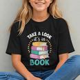 Take a Look It's In a Book Teacher Reading Apparel Graphic Youth