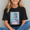 The Reader Retro Reading Skeleton Books Flowers Tarot Card Graphic Youth