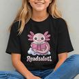 Readsalotl Axolotl Reading Cute Book Lover Bookworm Graphic Youth
