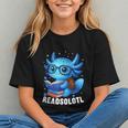 Readsolotl Blue Kawaii Axolotl Book Lover Reading Graphic Youth