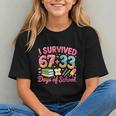 Survived 67 Days Of School Ice Cream Drip Apple Pencil Book Graphic Youth