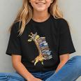Teacher Shirt Giraffe Holding Books Bookworm Librarian Graphic Youth