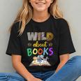 Wild About Reading Books Reader Bookworm Animals Book Lover Graphic Youth