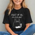 Women's First Of All I’m A Delight Cute Cat Books Coffee Humor Graphic Youth