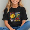 Women's Girls Softball Play Like A Girl Comic Book Pop Art Graphic Youth