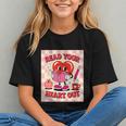 Women's Read Your Heart Out Groovy Bookish Valentine Day Women Girls Graphic Youth
