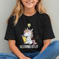 Women's Reading Is Lit Unicorn Library English Teacher Book Lover Graphic Youth Women's Reading Is Lit Unicorn Library English Teacher Book Lover Graphic Youth