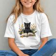 Cat Shirts For Women Book Lover Shirt Cute Cat And Book Premium Tri-Blend Graphic Youth