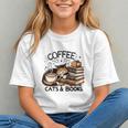 Cute Coffee Cats Books Lover Idea Women Men Kids Graphic Youth