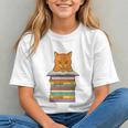 Cute Orange Tabby Cat Reading On Pile Of Books Graphic Youth Cute Orange Tabby Cat Reading On Pile Of Books Graphic Youth