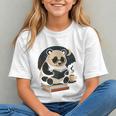 Cute Panda Reading Book Under Moon Bookworm Coffee Lover Graphic Youth