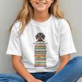 Cute Wiener Dog Dachshund Reading On Pile Of Books Graphic Youth Cute Wiener Dog Dachshund Reading On Pile Of Books Graphic Youth