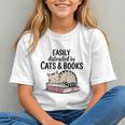 Easily Distracted By Cats And Books Cute Book Lover Graphic Youth