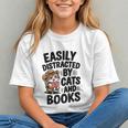 Easily Distracted By Cats And Books Lovers Reading Graphic Youth