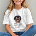 Just a Girl Who Loves Books Messy Bun Black Women Reading Graphic Youth