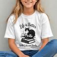 Life Is Better With Cats & Books Tuxedo Cat Mom Women Graphic Youth Life Is Better With Cats & Books Tuxedo Cat Mom Women Graphic Youth