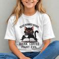 Read Banned Books Drink Coffee Fight Evil Retro Cat Graphic Youth