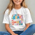 Reads Across Tee America Reading Teacher Books Reader Kids Graphic Youth