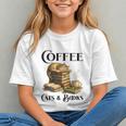 Sleeping Cat And Books With Coffee Lover Graphic Youth