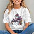 Snowman Reading Book Lovers Christmas Bookworm Librarian Graphic Youth