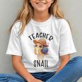 Teacher Snail With Glasses On Books Cute Pre-K Kindergarten Graphic Youth