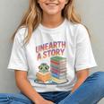 Unearth A Story Cute Turtle Reading Books Librarian Graphic Youth
