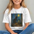 Van Gogh Starry Night Art Cat And Book Lovers Graphic Youth