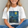 Van Gogh Starry Night Fantasy Reader Dragon Reading Book Graphic Youth