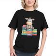 Adorable Donkey With Heart Sitting On Colorful Book Stack Graphic Youth