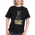 Cat Sitting On Books Graphic Youth Cat Sitting On Books Graphic Youth