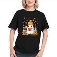 Cute Beanie Ghost Bookworm Cozy Book Reading Halloween Graphic Youth