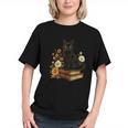 Cute Cat Book Flowers Graphic Youth