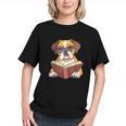 Cute Dog Boxer Reading Book Graphic Youth