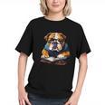 Cute Dog English Bulldog Reading Book Graphic Youth