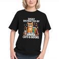 Easily Distracted By Cats And Books Book Lover Cat Graphic Youth