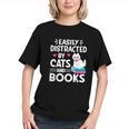 Easily Distracted By Cats And Books Cute Cat And Book Lovers Graphic Youth Easily Distracted By Cats And Books Cute Cat And Book Lovers Graphic Youth