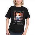 Easily Distracted By Coffee Cats And Books Graphic Youth Easily Distracted By Coffee Cats And Books Graphic Youth