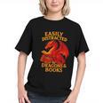 Easily Distracted By Dragons And Books Reading Graphic Youth