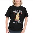 Just a Girl Who Loves Cats And Books Reading Cat & Bookworm Graphic Youth Just a Girl Who Loves Cats And Books Reading Cat & Bookworm Graphic Youth