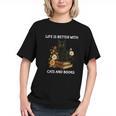 Life Is Better With Cats And Books Cute Cat Lover For Men Women Kids Graphic Youth