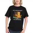Life Is Better With Cats And Books Cute Cat Lover Graphic Youth