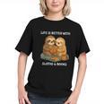 Life Is Better With Sloths And Books Cute Sloth Lover Graphic Youth